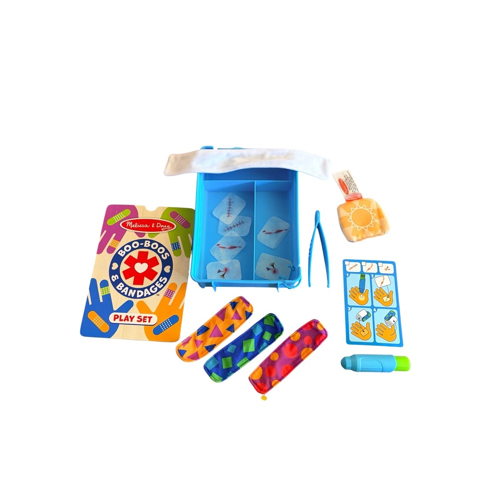 Melissa & Doug Boo-Boos & Bandages Reusable First Aid Pretend Play Set Kids Toy